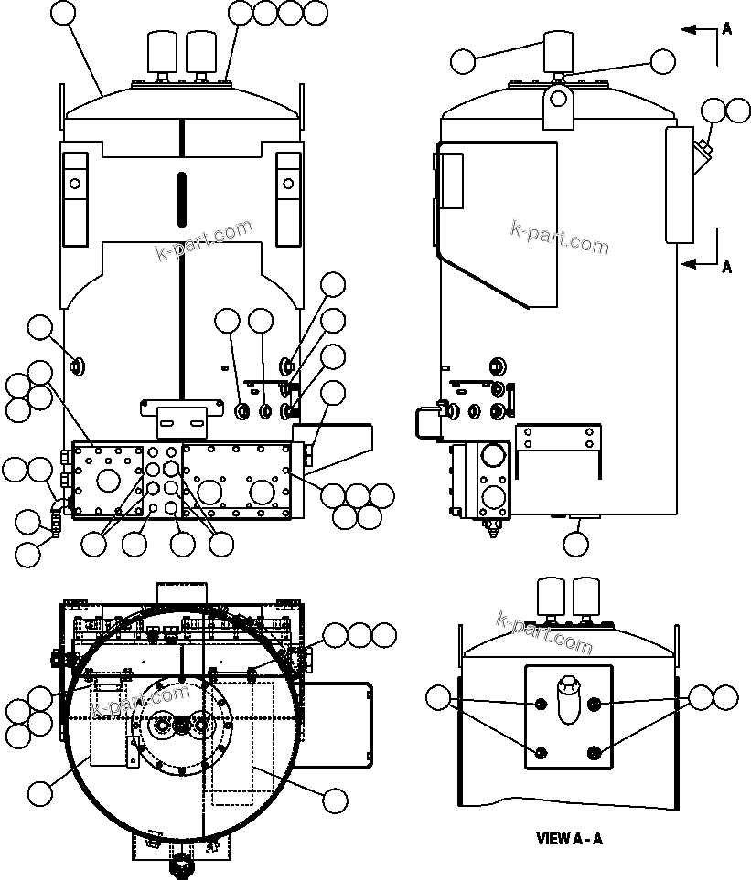 Komatsu parts book diagram for AFE47-CA 730E S/N A30257 & A30260  FOSCOR: HYDRAULIC TANK ASSEMBLY INSTALLATION