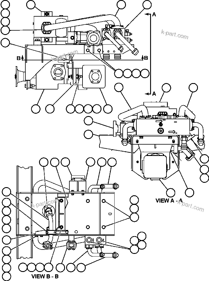 Komatsu parts book diagram for AFE47-CA 730E S/N A30257 & A30260  FOSCOR: HOIST PUMP MODULE - 1
