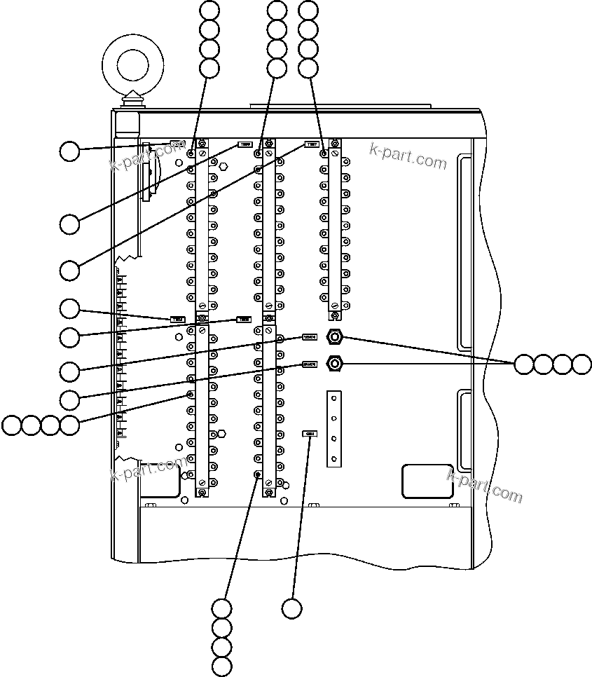 Komatsu parts book diagram for AFE47-CA 730E S/N A30257 & A30260  FOSCOR: CONTROL CABINET - REAR DOOR