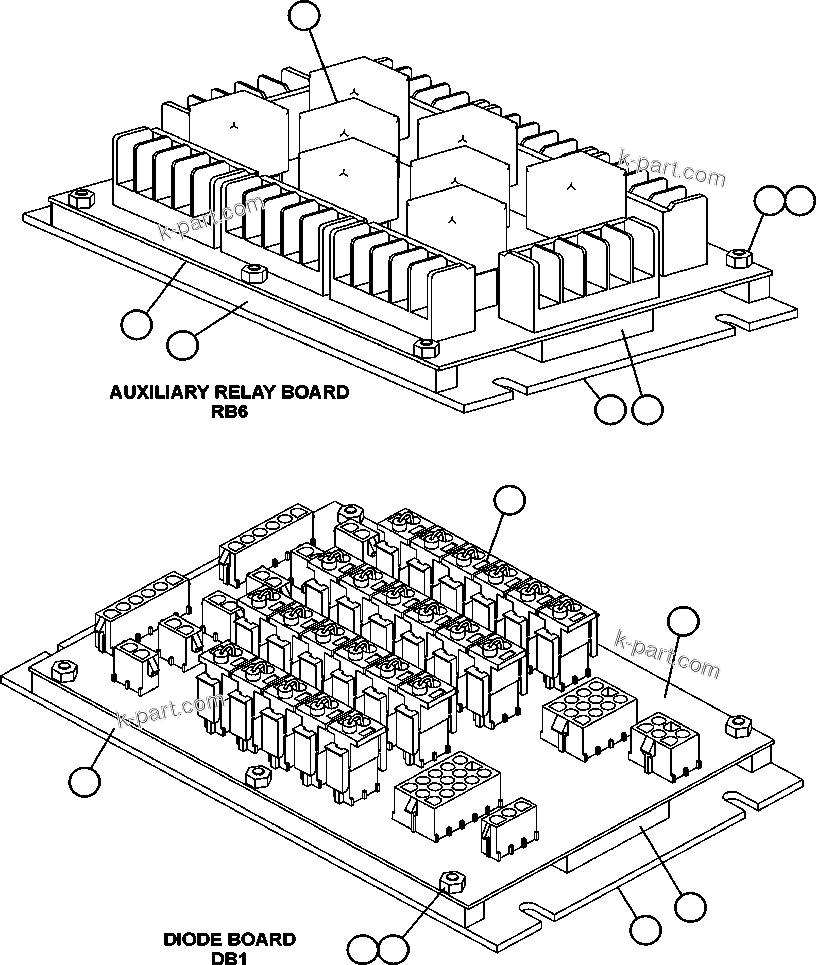Komatsu parts book diagram for AFE47-CA 730E S/N A30257 & A30260  FOSCOR: RELAY AND DIODE BOARDS - 1