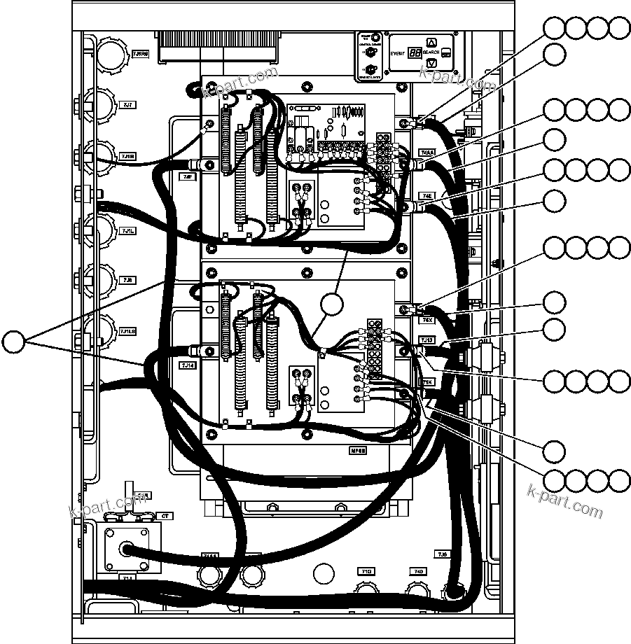 Komatsu parts book diagram for AFE47-CA 730E S/N A30257 & A30260  FOSCOR: CONTROL CABINET - CENTER DOOR WIRING