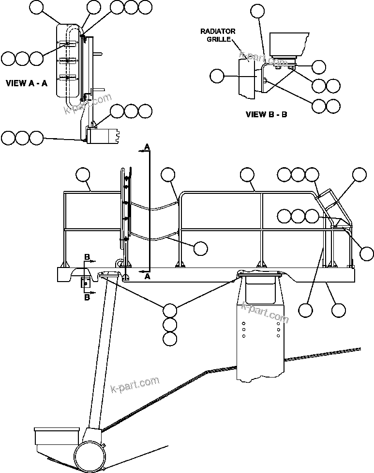 Komatsu parts book diagram for AFE47-CM 730E S/N A30310 & A30312-A30317  A.T. MASSEY: LEFT DECK, HANDRAILS & MIRROR