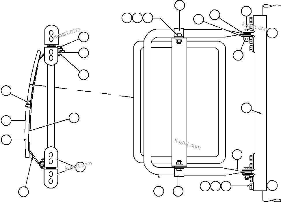 Komatsu parts book diagram for AFE47-CM 730E S/N A30310 & A30312-A30317  A.T. MASSEY: R.H. CONVEX MIRROR INSTALLATION