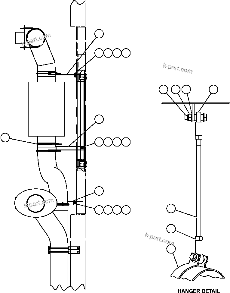 Komatsu parts book diagram for AFE47-CM 730E S/N A30310 & A30312-A30317  A.T. MASSEY: EXHAUST PIPING - 2