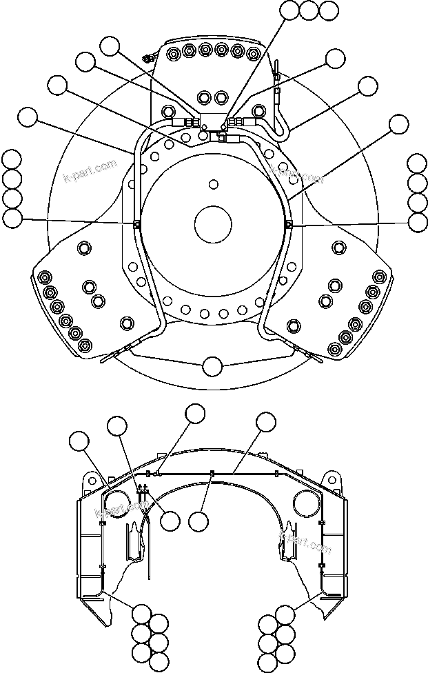 Komatsu parts book diagram for AFE47-CM 730E S/N A30310 & A30312-A30317  A.T. MASSEY: FRONT BRAKE PIPING