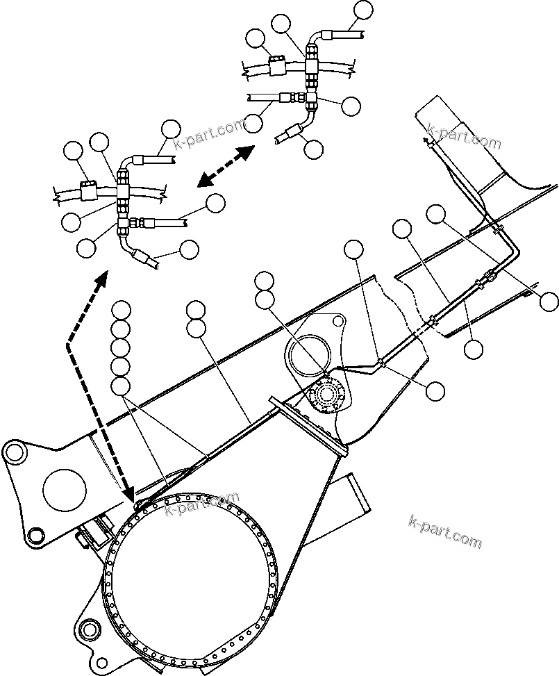 Komatsu parts book diagram for AFE47-CM 730E S/N A30310 & A30312-A30317  A.T. MASSEY: REAR BRAKE PIPING