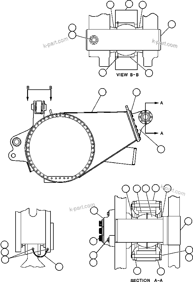 Komatsu parts book diagram for AFE47-CM 730E S/N A30310 & A30312-A30317  A.T. MASSEY: DRIVE AXLE & MOUNTING