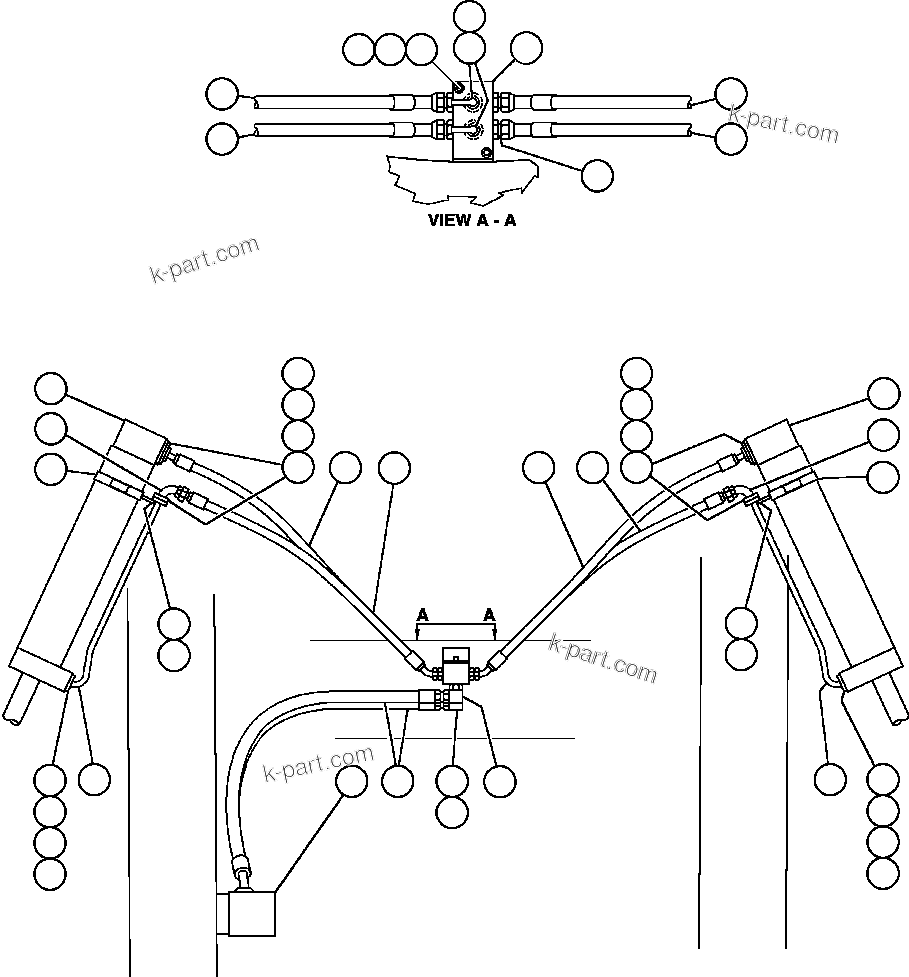 Komatsu parts book diagram for AFE47-CM 730E S/N A30310 & A30312-A30317  A.T. MASSEY: STEERING CYLINDER PIPING