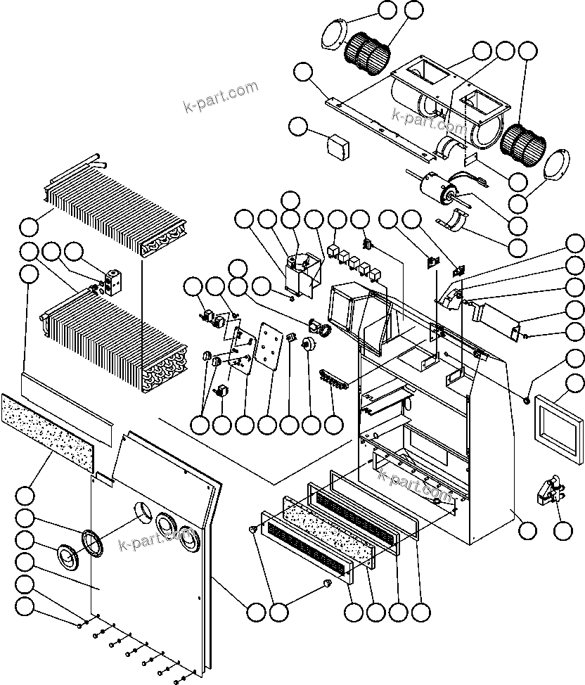 Komatsu parts book diagram for AFE47-CM 730E S/N A30310 & A30312-A30317  A.T. MASSEY: HEATER/AIR CONDITIONER ASSEMBLY - 1 (PC1066)