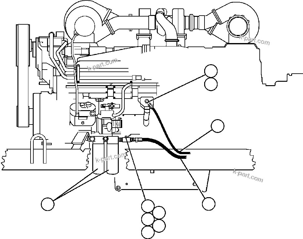 Komatsu parts book diagram for AFE47-CM 730E S/N A30310 & A30312-A30317  A.T. MASSEY: ENGINE FUEL PIPING