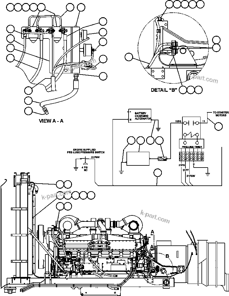 Komatsu parts book diagram for AFE47-CM 730E S/N A30310 & A30312-A30317  A.T. MASSEY: ENGINE WIRING