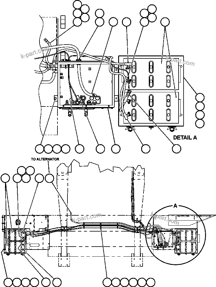 Komatsu parts book diagram for AFE47-CM 730E S/N A30310 & A30312-A30317  A.T. MASSEY: BATTERIES, BATTERY BOXES & WIRING