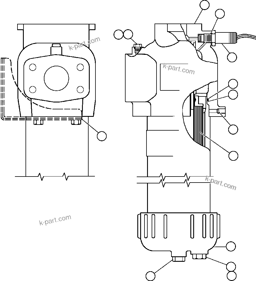 Komatsu parts book diagram for AFE47-CM 730E S/N A30310 & A30312-A30317  A.T. MASSEY: HI-PRESSURE FILTER ASSEMBLY (PB9715)