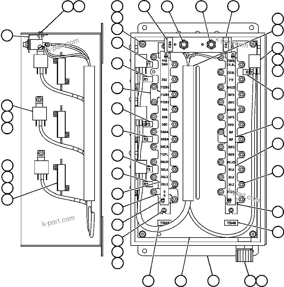 Komatsu parts book diagram for AFE47-CM 730E S/N A30310 & A30312-A30317  A.T. MASSEY: JUNCTION BOX ASSEMBLY - PLM III (EG7505)