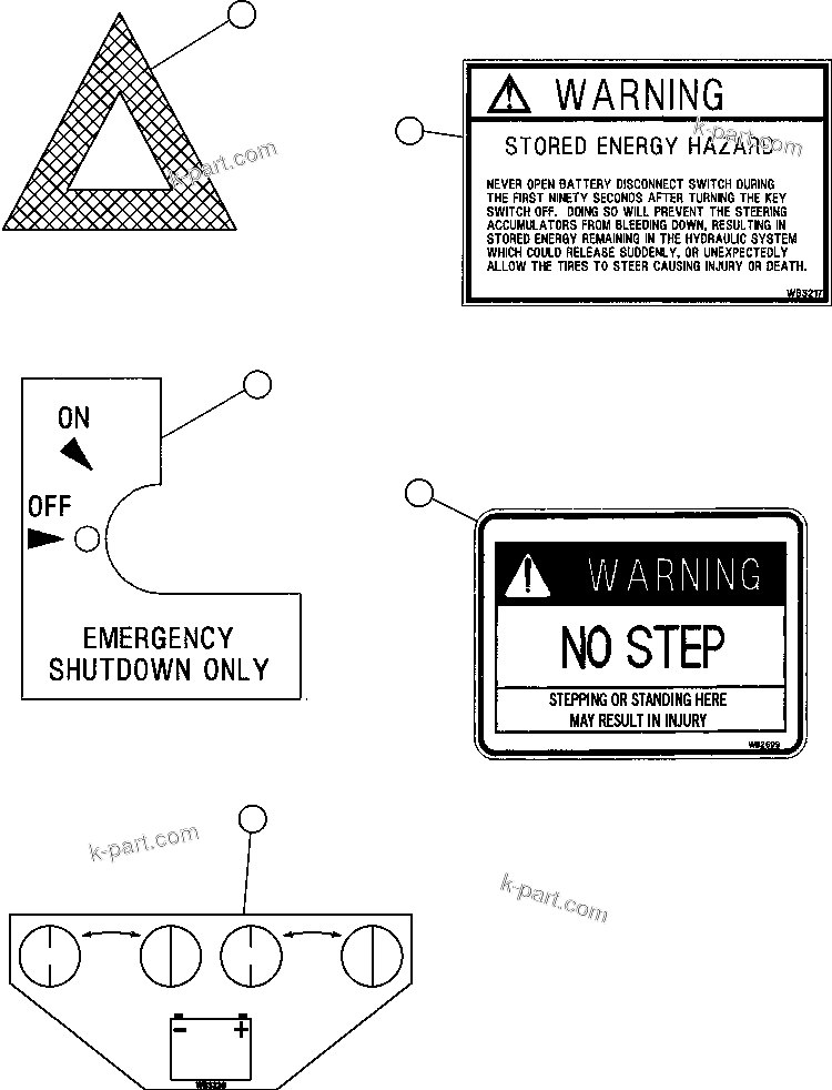 Komatsu parts book diagram for AFE47-DH 730E S/N A30375             ALCOA: DECALS & WARNINGS - 2