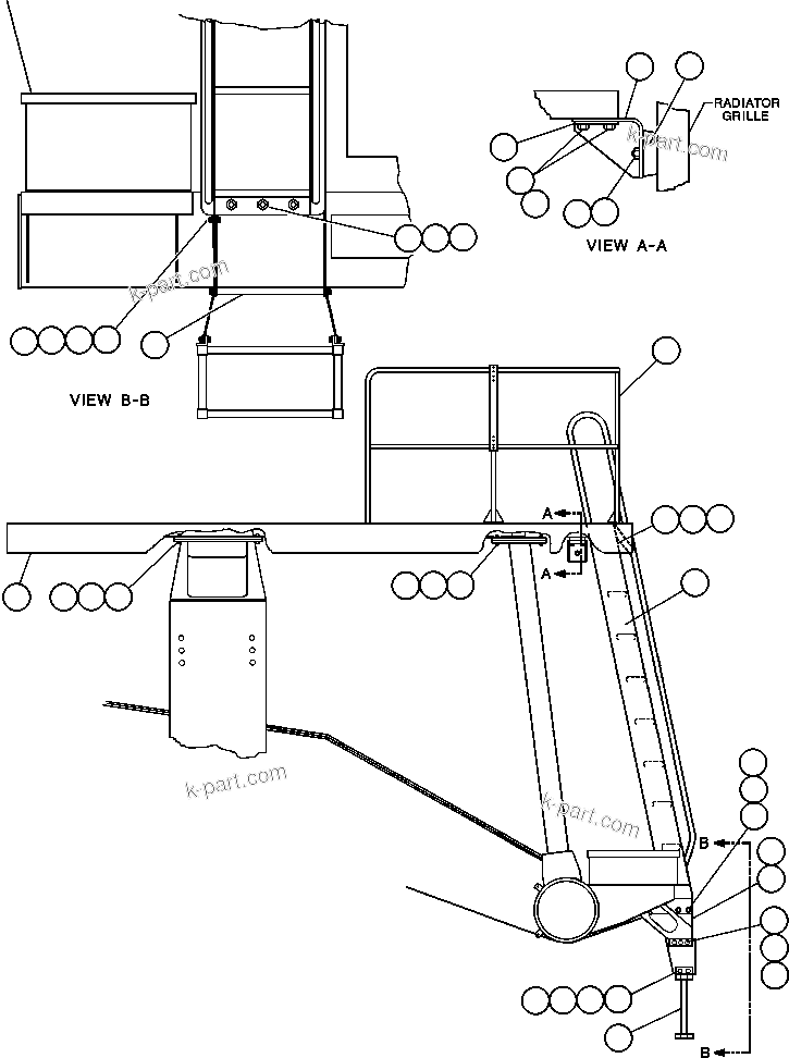 Komatsu parts book diagram for AFE47-DH 730E S/N A30375             ALCOA: RIGHT DECK, HANDRAIL & LADDER