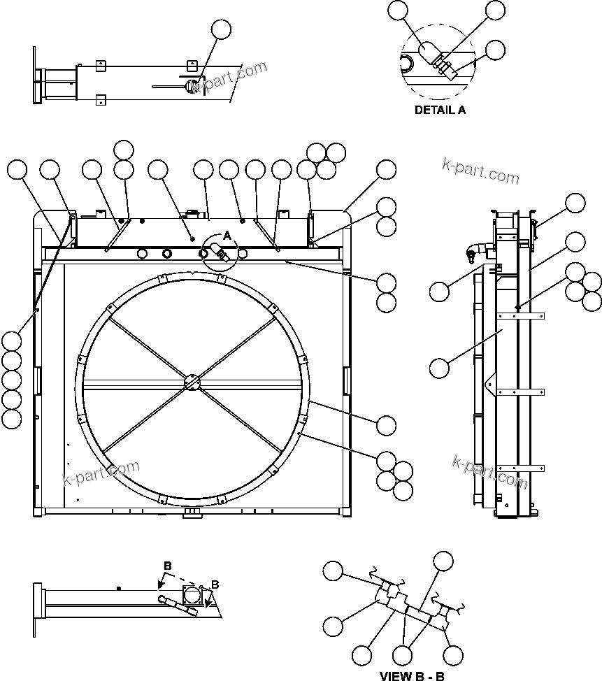 Komatsu parts book diagram for AFE47-DH 730E S/N A30375             ALCOA: RADIATOR & SHROUD ASSEMBLY (PC1724)