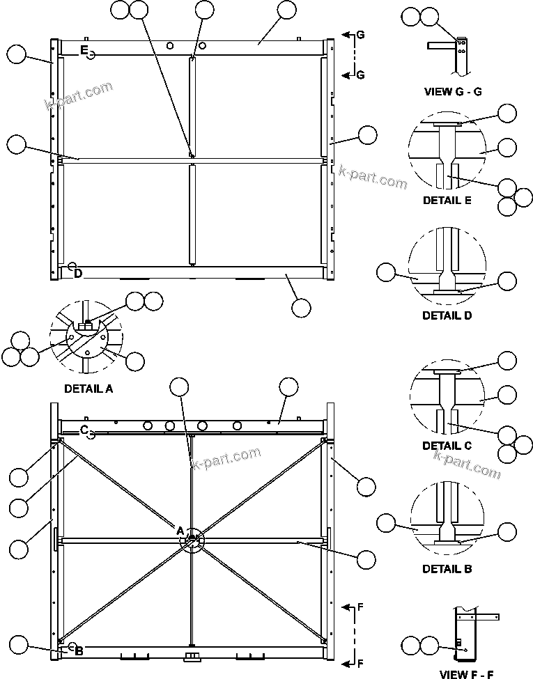 Komatsu parts book diagram for AFE47-DH 730E S/N A30375             ALCOA: LOW & HIGH TEMPERATURE CORES