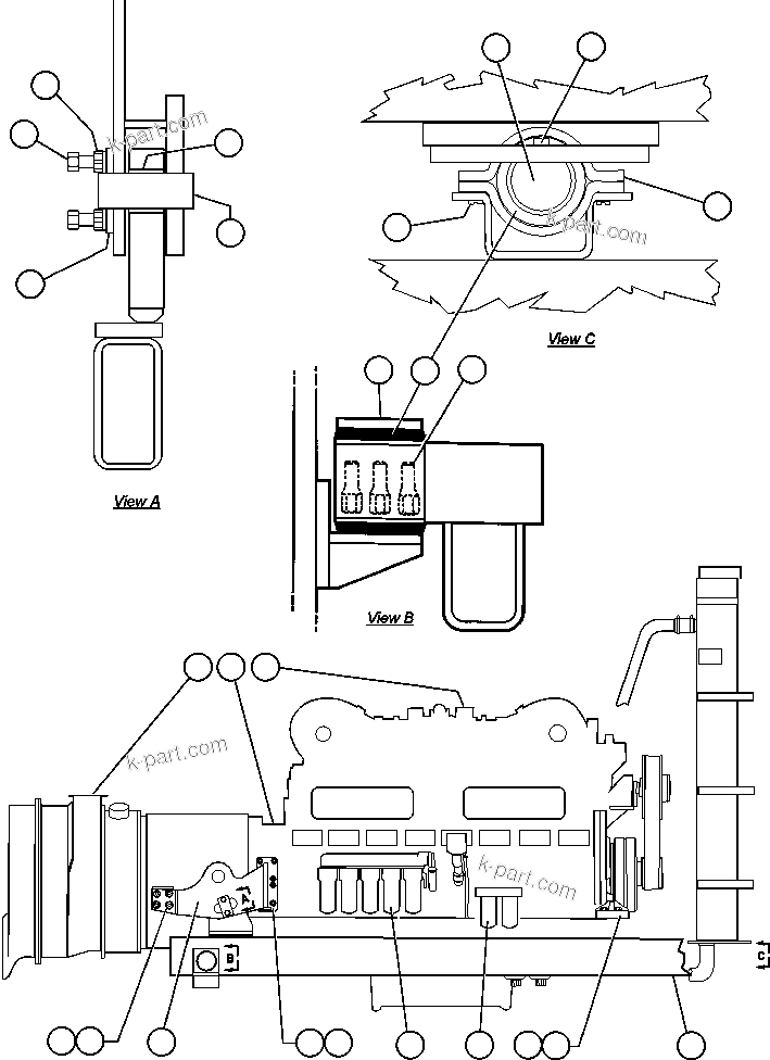 Komatsu parts book diagram for AFE47-DH 730E S/N A30375             ALCOA: ENGINE & MISCELLANEOUS INSTALLATION