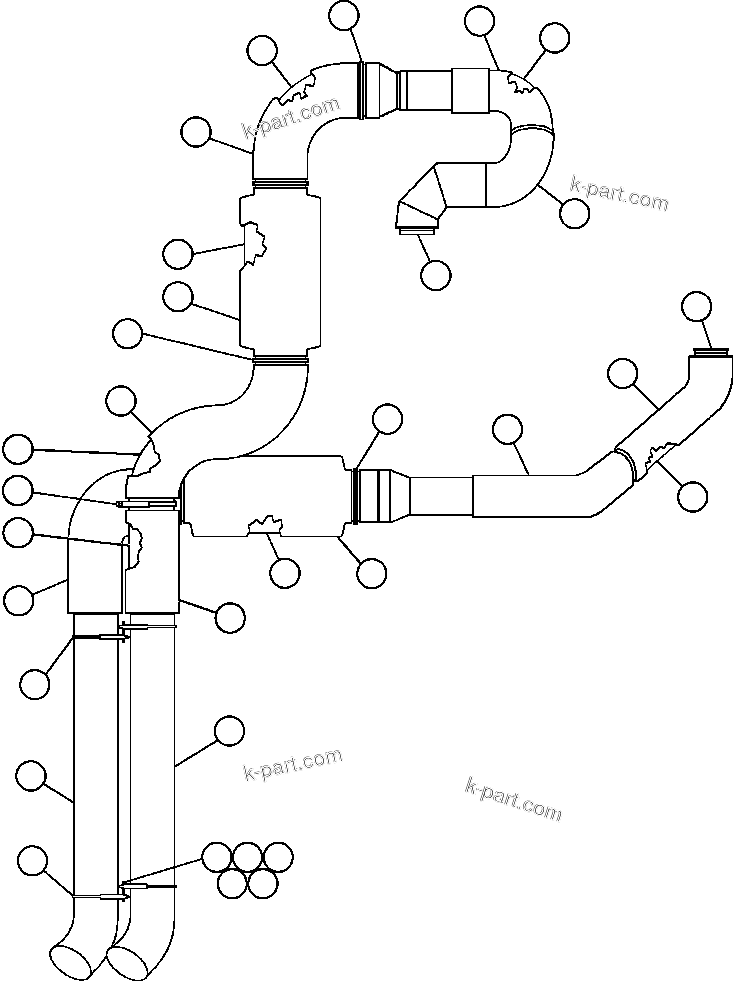 Komatsu parts book diagram for AFE47-DH 730E S/N A30375             ALCOA: EXHAUST PIPING