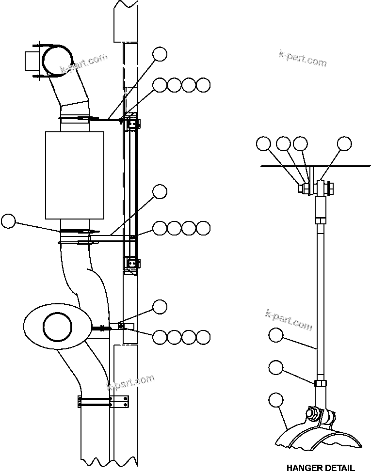 Komatsu parts book diagram for AFE47-DH 730E S/N A30375             ALCOA: EXHAUST PIPING - 2