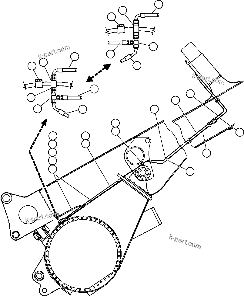 Komatsu parts book diagram for AFE47-DH 730E S/N A30375             ALCOA: REAR BRAKE PIPING