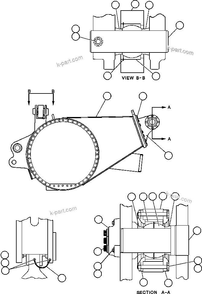 Komatsu parts book diagram for AFE47-DH 730E S/N A30375             ALCOA: DRIVE AXLE & MOUNTING