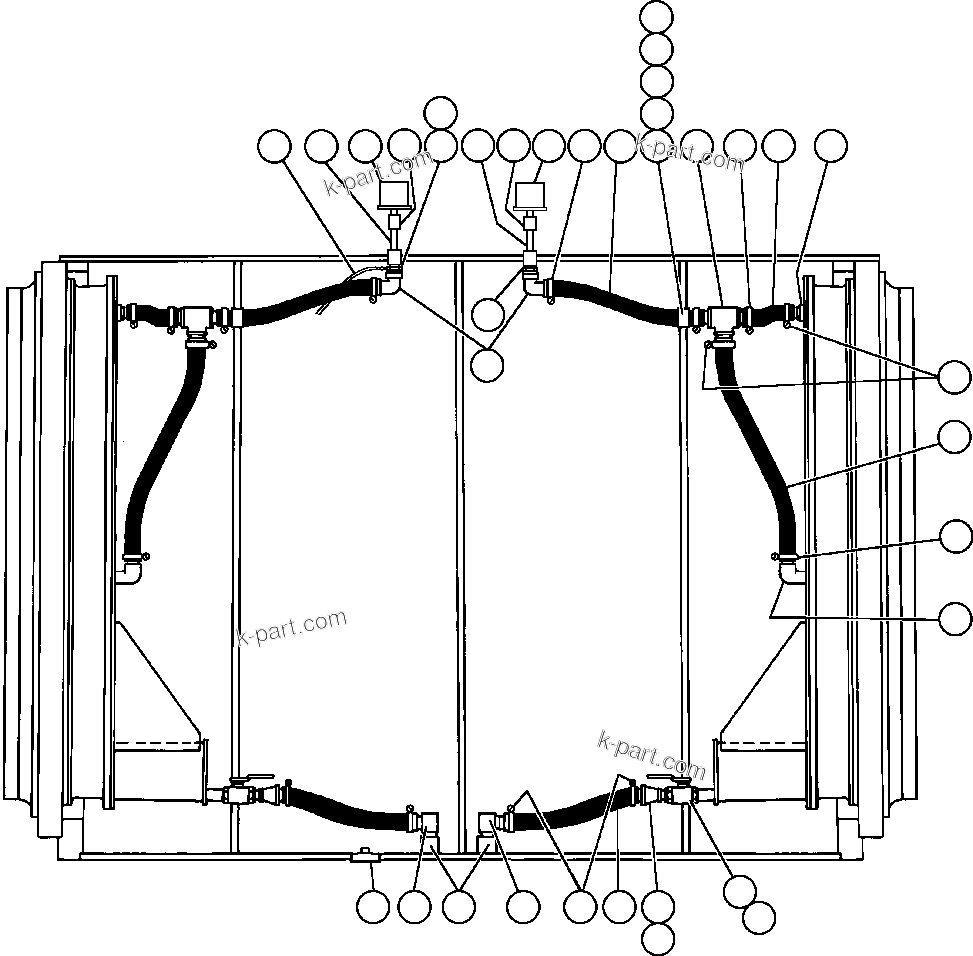 Komatsu parts book diagram for AFE47-DH 730E S/N A30375             ALCOA: DRIVE WHEEL PIPING