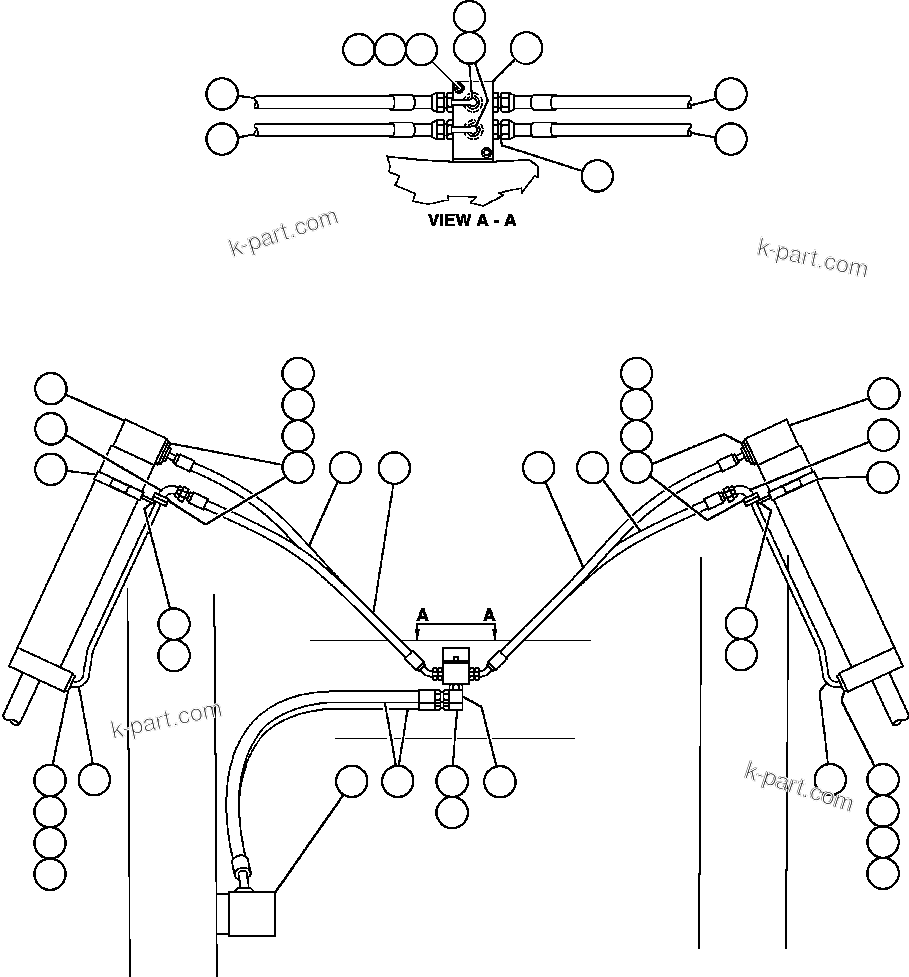 Komatsu parts book diagram for AFE47-DH 730E S/N A30375             ALCOA: STEERING CYLINDER PIPING