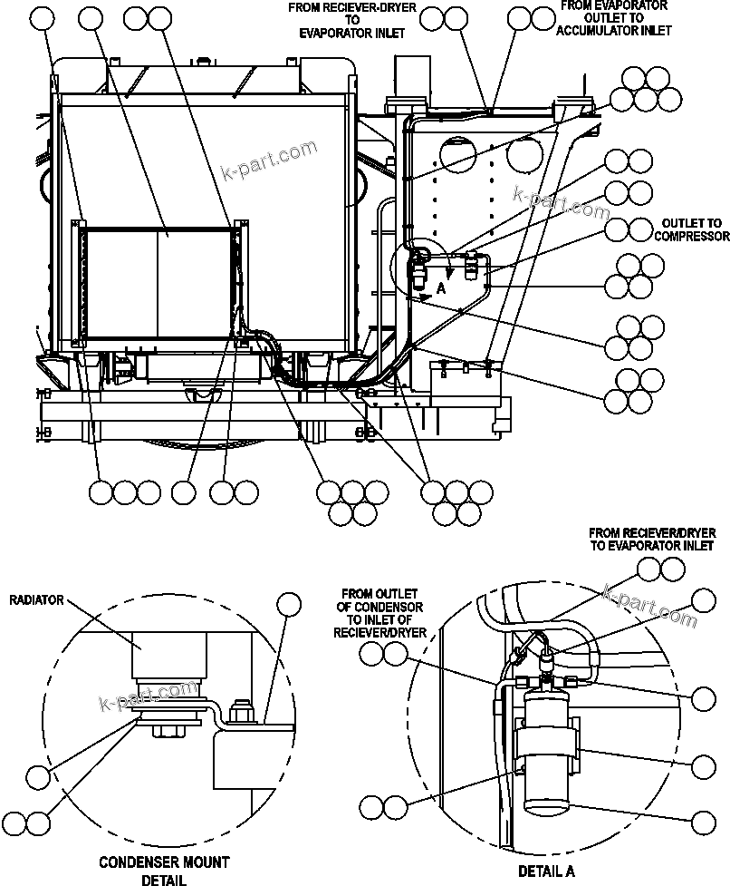 Komatsu parts book diagram for AFE47-DH 730E S/N A30375             ALCOA: AIR CONDITIONER PIPING & INSTALLATION