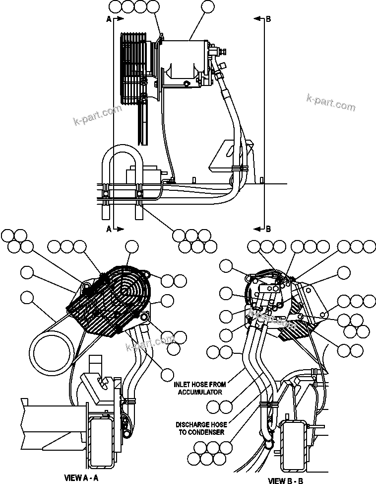 Komatsu parts book diagram for AFE47-DH 730E S/N A30375             ALCOA: AIR CONDITIONER COMPRESSOR INSTALLATION