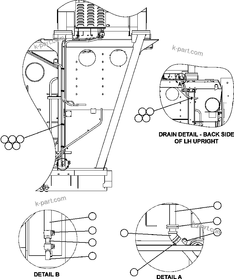 Komatsu parts book diagram for AFE47-DH 730E S/N A30375             ALCOA: A/C DRAIN HOSE INSTALLATION