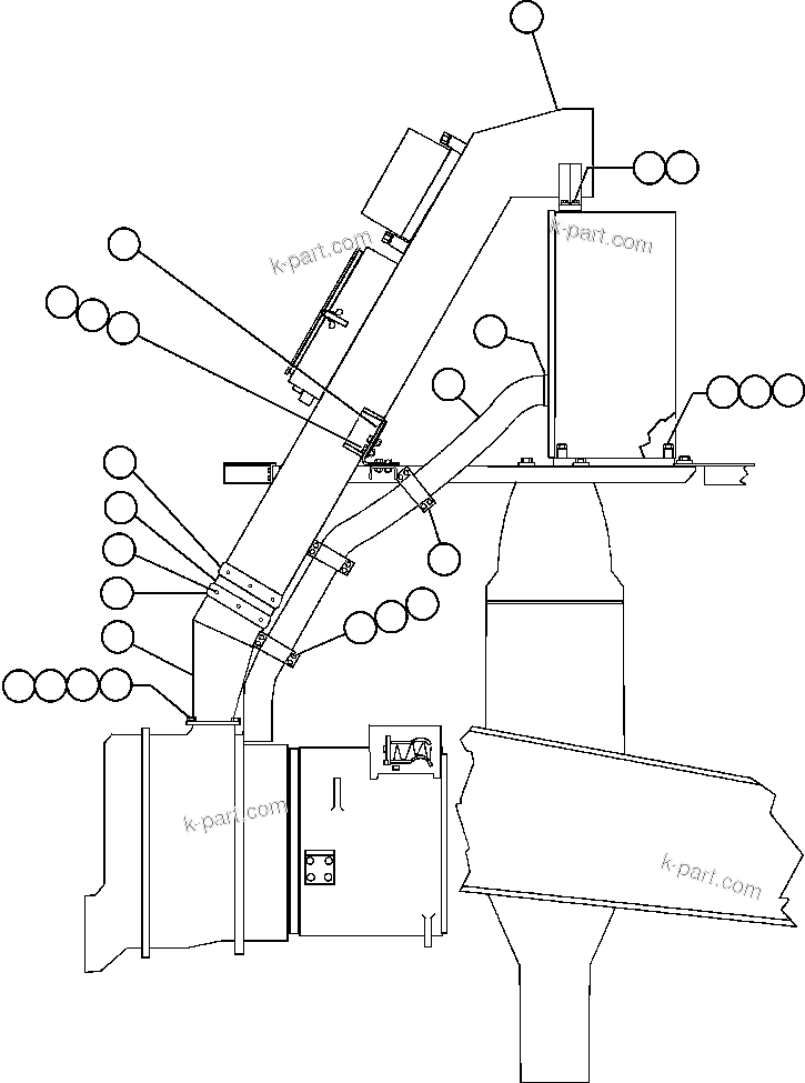 Komatsu parts book diagram for AFE47-DH 730E S/N A30375             ALCOA: BLOWER INLET & COOLING AIR INSTL