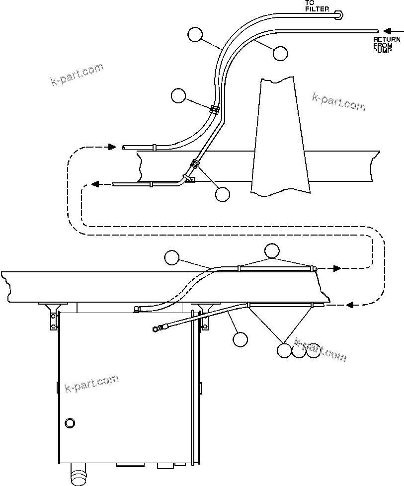 Komatsu parts book diagram for AFE47-DH 730E S/N A30375             ALCOA: FUEL TANK PIPING