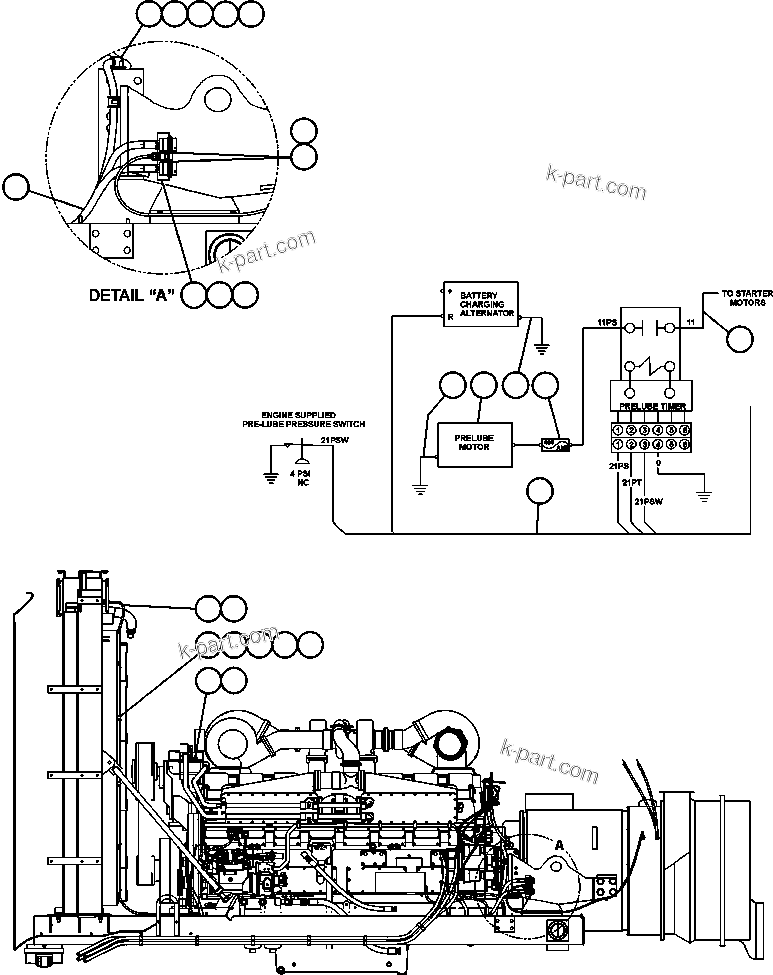 Komatsu parts book diagram for AFE47-DH 730E S/N A30375             ALCOA: ENGINE WIRING
