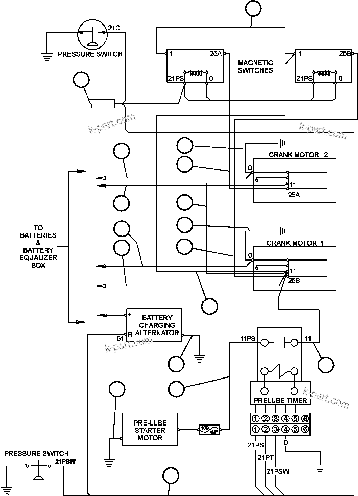 Komatsu parts book diagram for AFE47-DH 730E S/N A30375             ALCOA: ELECTRIC START WIRING