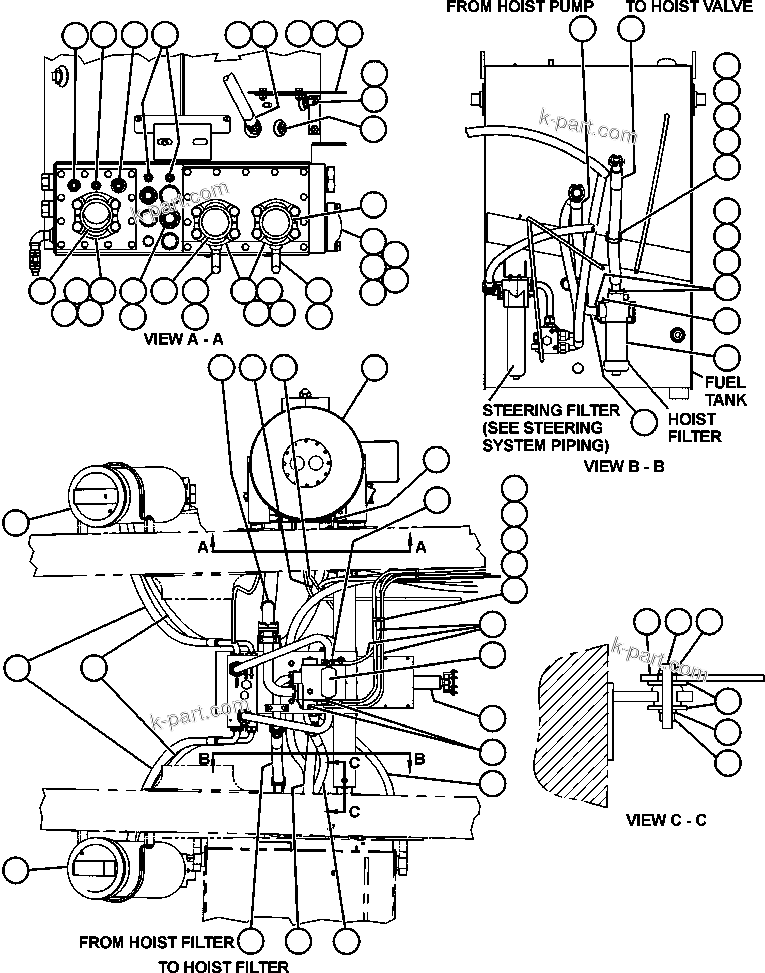 Komatsu parts book diagram for AFE47-DH 730E S/N A30375             ALCOA: HYDRAULIC SYSTEM PIPING