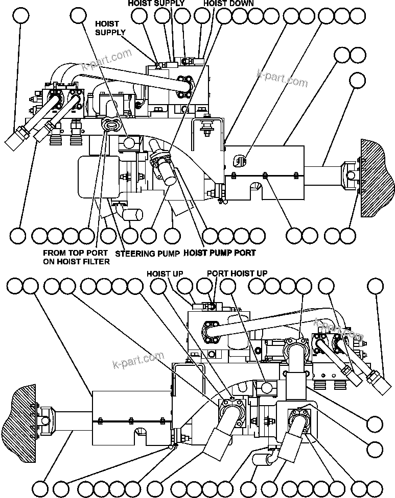 Komatsu parts book diagram for AFE47-DH 730E S/N A30375             ALCOA: HYDRAULIC SYSTEM PIPING - 1