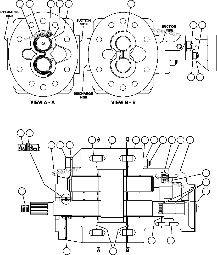 Komatsu parts book diagram for AFE47-DH 730E S/N A30375             ALCOA: HOIST PUMP ASSEMBLY (PB9668)