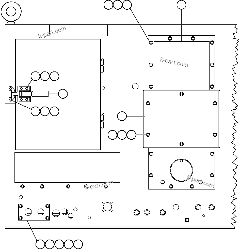 Komatsu parts book diagram for AFE47-DH 730E S/N A30375             ALCOA: CONTROL CABINET (REAR VIEW)