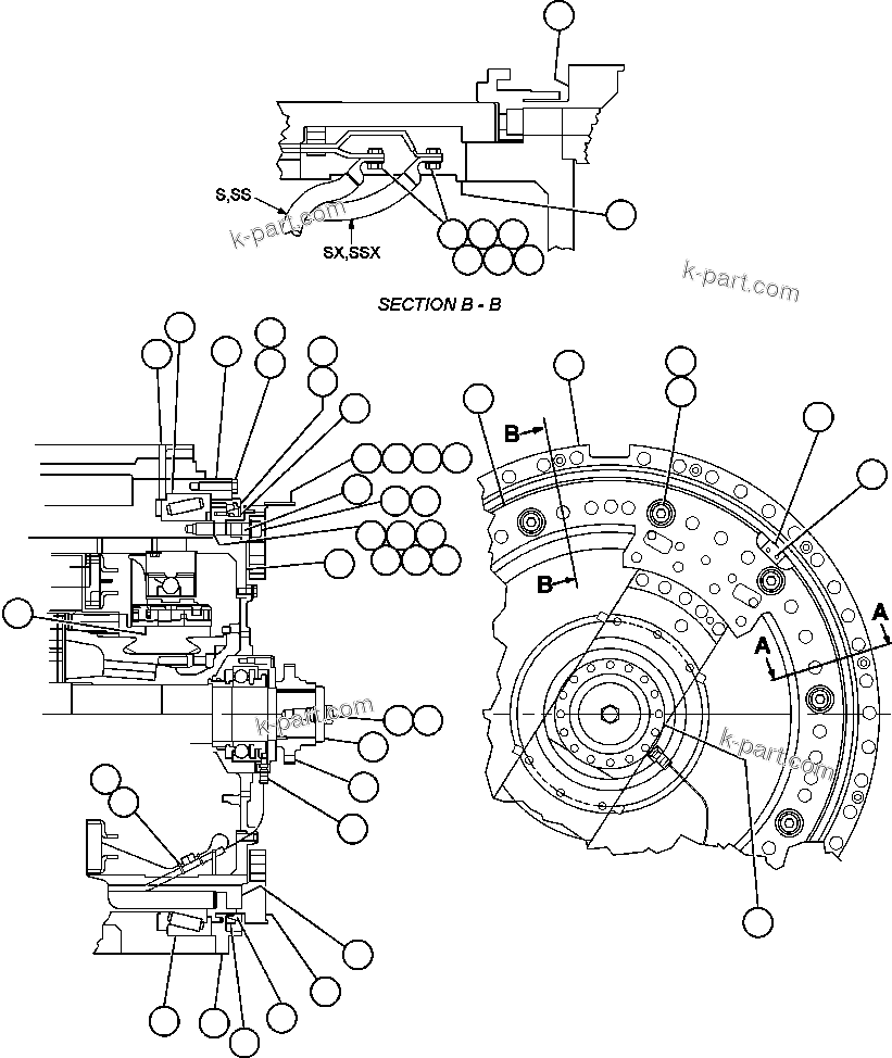Komatsu parts book diagram for AFE47-DH 730E S/N A30375             ALCOA: MOTORIZED WHEEL - 788FS10 - 1