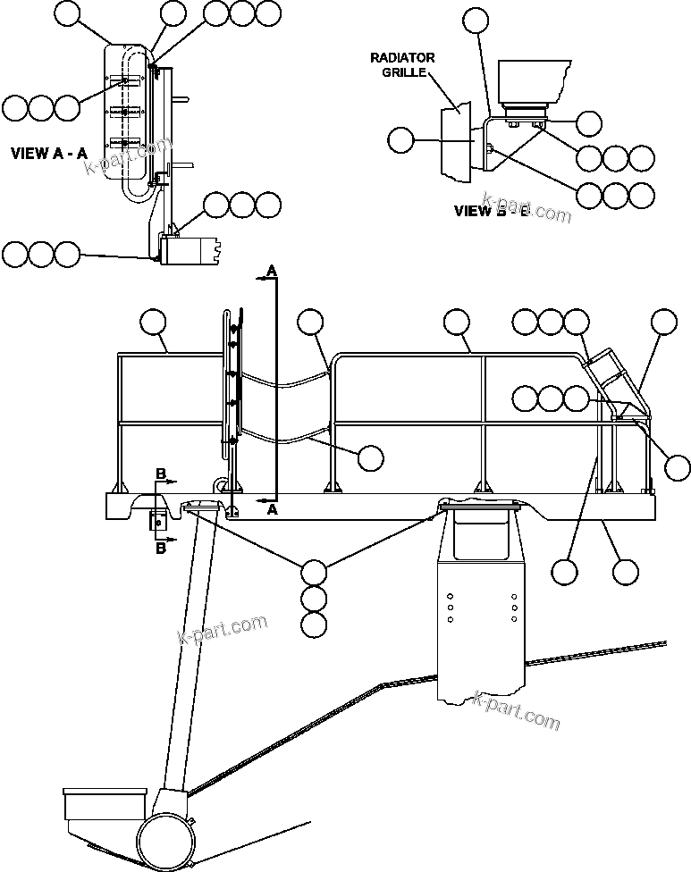 Komatsu parts book diagram for AFE47-DW 730E S/N A30410-A30411 & A30417               LOMAS BAYAS: LEFT DECK, HANDRAILS & MIRROR