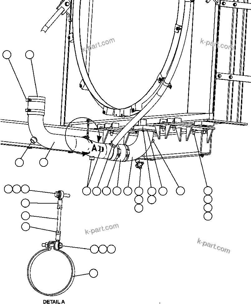 Komatsu parts book diagram for AFE47-DW 730E S/N A30410-A30411 & A30417               LOMAS BAYAS: RADIATOR PIPING - 2