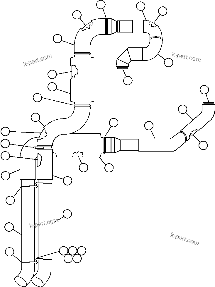 Komatsu parts book diagram for AFE47-DW 730E S/N A30410-A30411 & A30417               LOMAS BAYAS: EXHAUST PIPING
