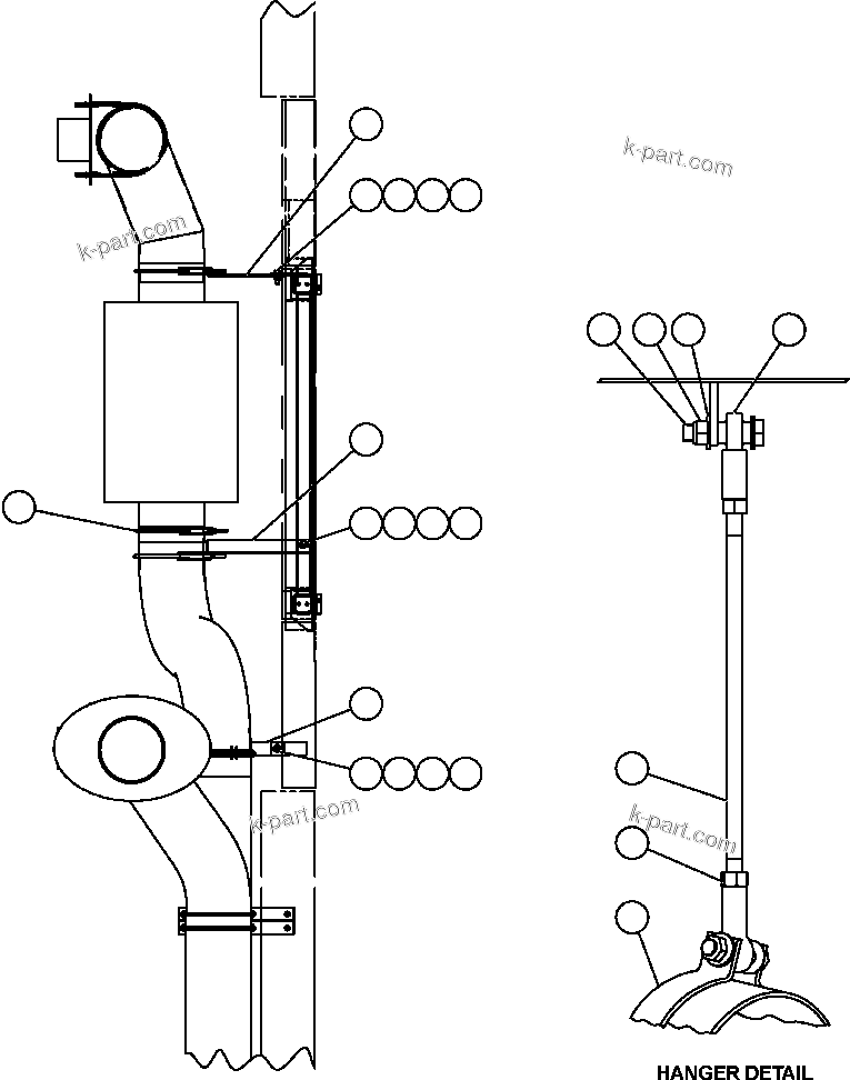 Komatsu parts book diagram for AFE47-DW 730E S/N A30410-A30411 & A30417               LOMAS BAYAS: EXHAUST PIPING - 2