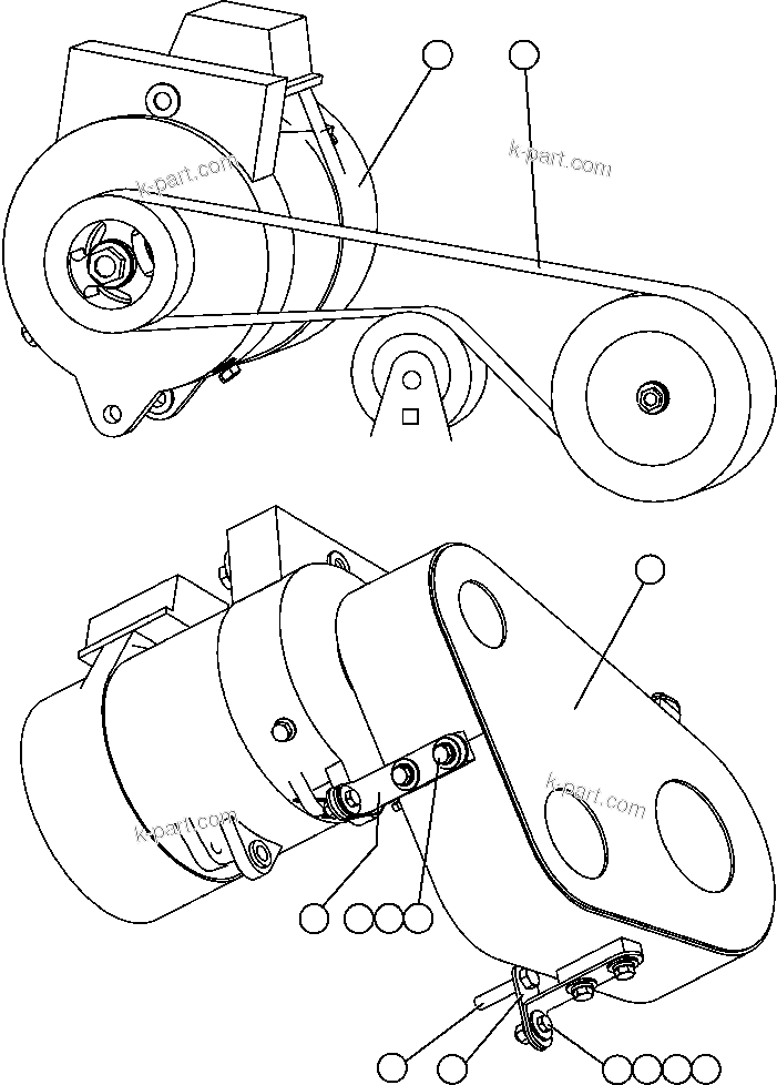 Komatsu parts book diagram for AFE47-DW 730E S/N A30410-A30411 & A30417               LOMAS BAYAS: BATTERY CHARGING ALTERNATOR INSTL