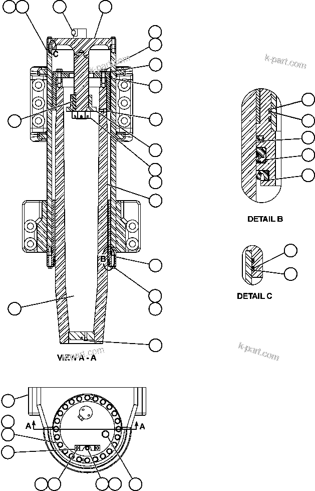 Komatsu parts book diagram for AFE47-DW 730E S/N A30410-A30411 & A30417               LOMAS BAYAS: FRONT SUSPENSION ASSEMBLY