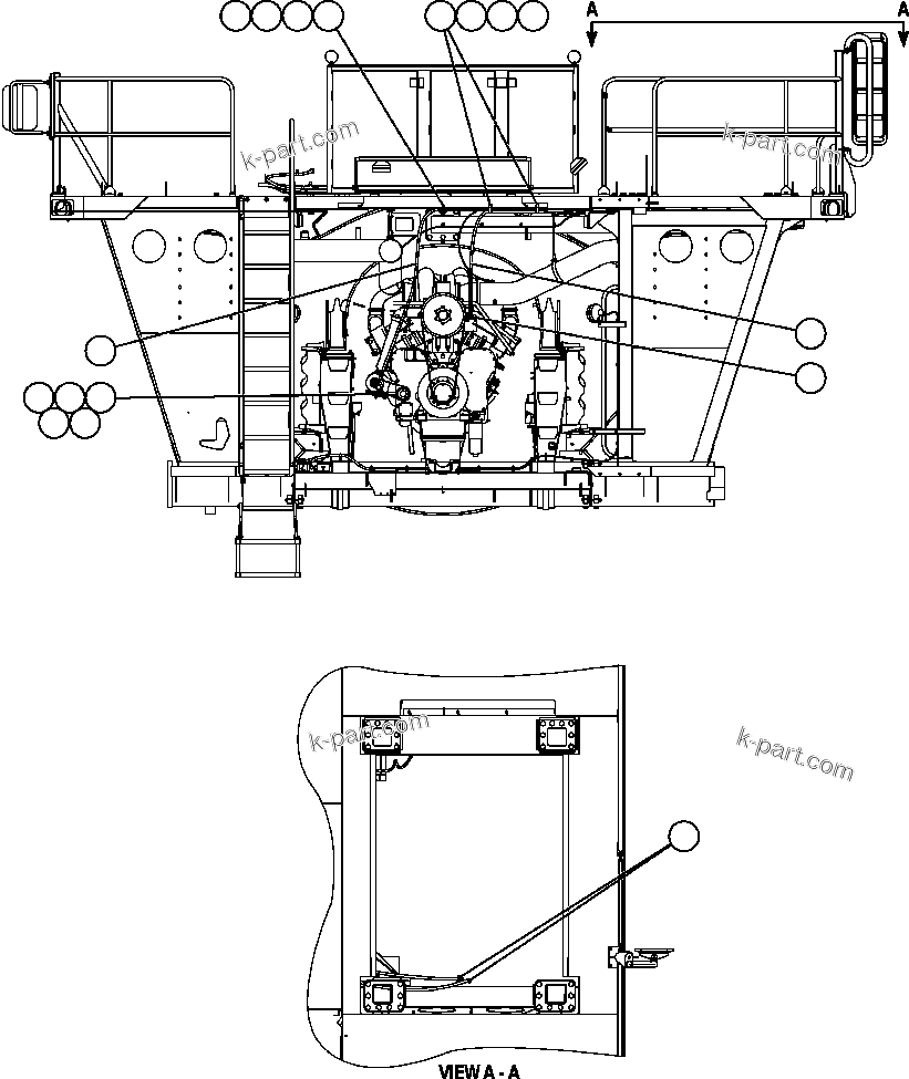 Komatsu parts book diagram for AFE47-DW 730E S/N A30410-A30411 & A30417               LOMAS BAYAS: HEATER PIPING