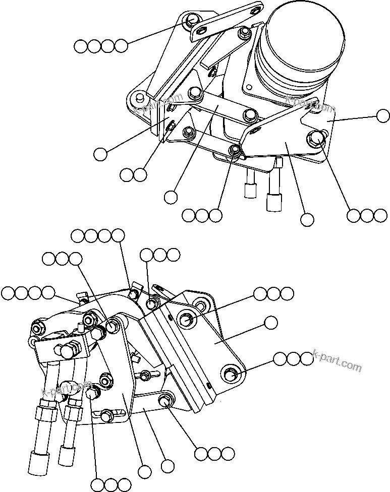 Komatsu parts book diagram for AFE47-DW 730E S/N A30410-A30411 & A30417               LOMAS BAYAS: AIR CONDITIONER COMPRESSOR INSTALLATION - 1