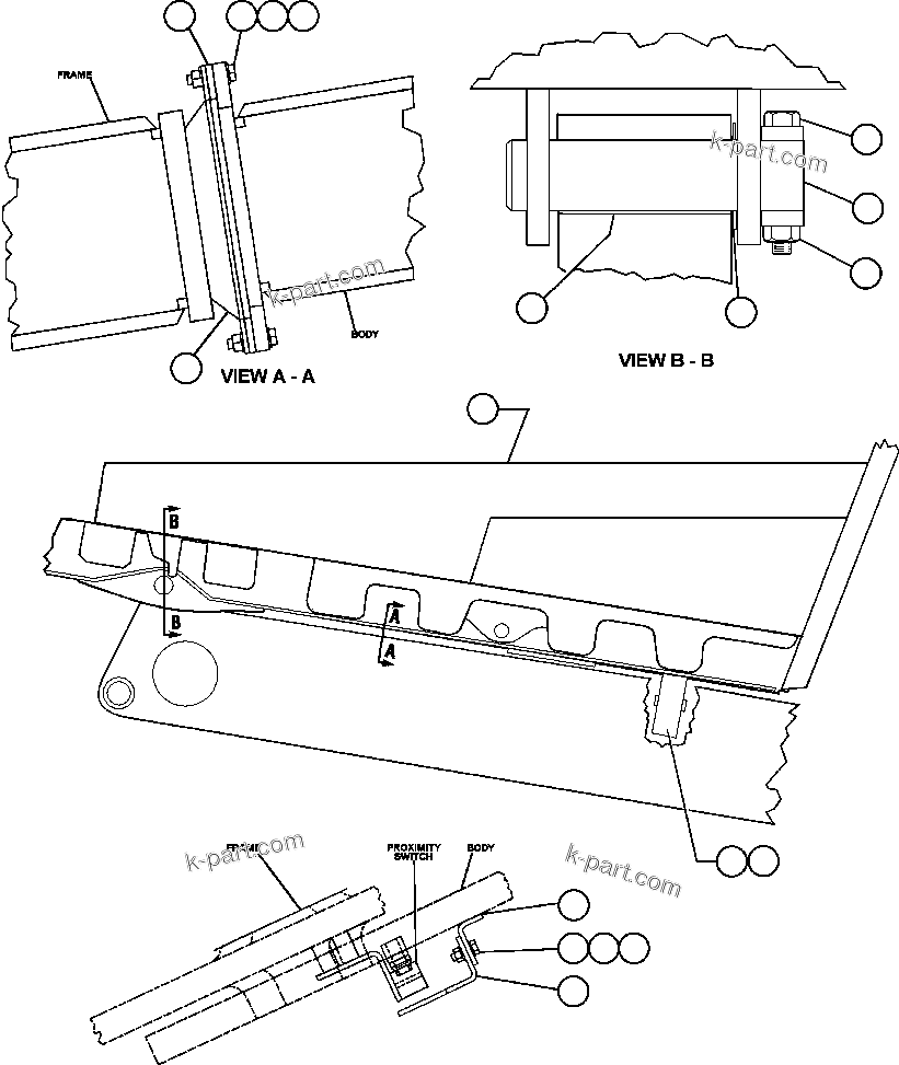 Komatsu parts book diagram for AFE47-DW 730E S/N A30410-A30411 & A30417               LOMAS BAYAS: BODY & BODY PIVOT